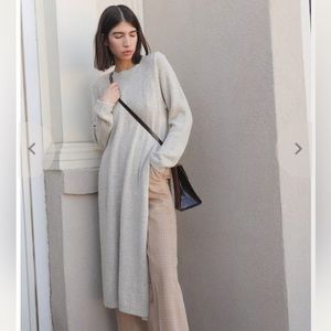 All Row Taupe Lanai Long Side Slit Sweater Sz. S (fits‎ M-L)